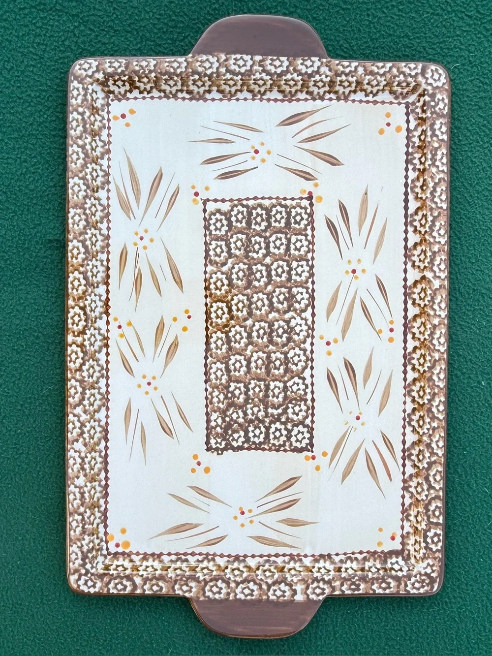 Temptations Cream and Brown Decorative Cookie Sheet/Serving Platter